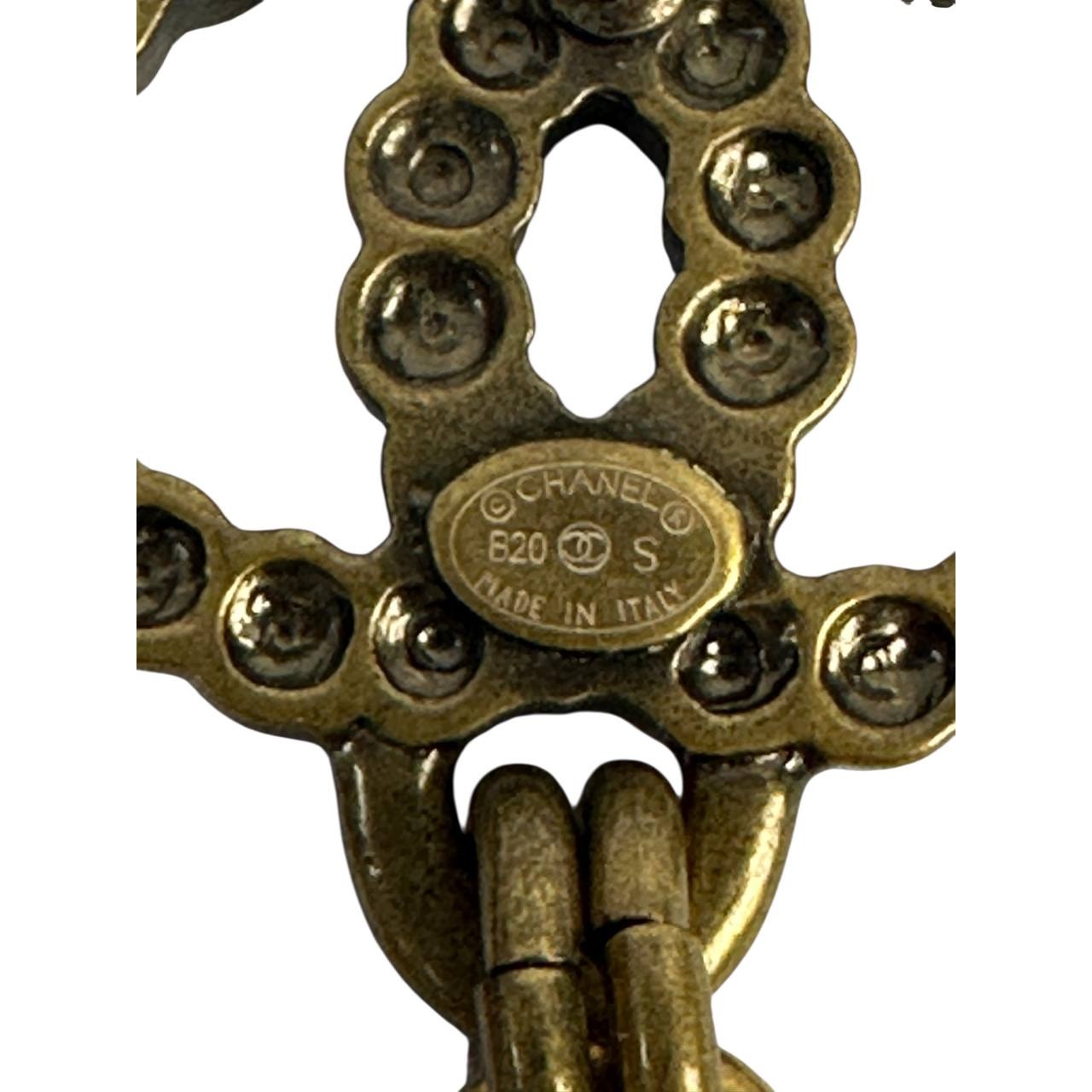 CHANEL Antique Gold CC No. 5 Drop Earrings Pre-owned