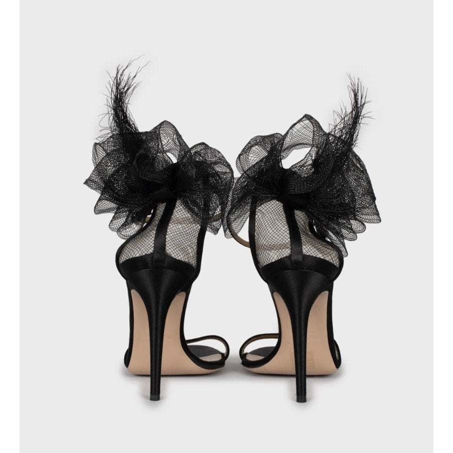 Valentino Black Suede Bow Stiletto Sandals Size 39 pre-owned