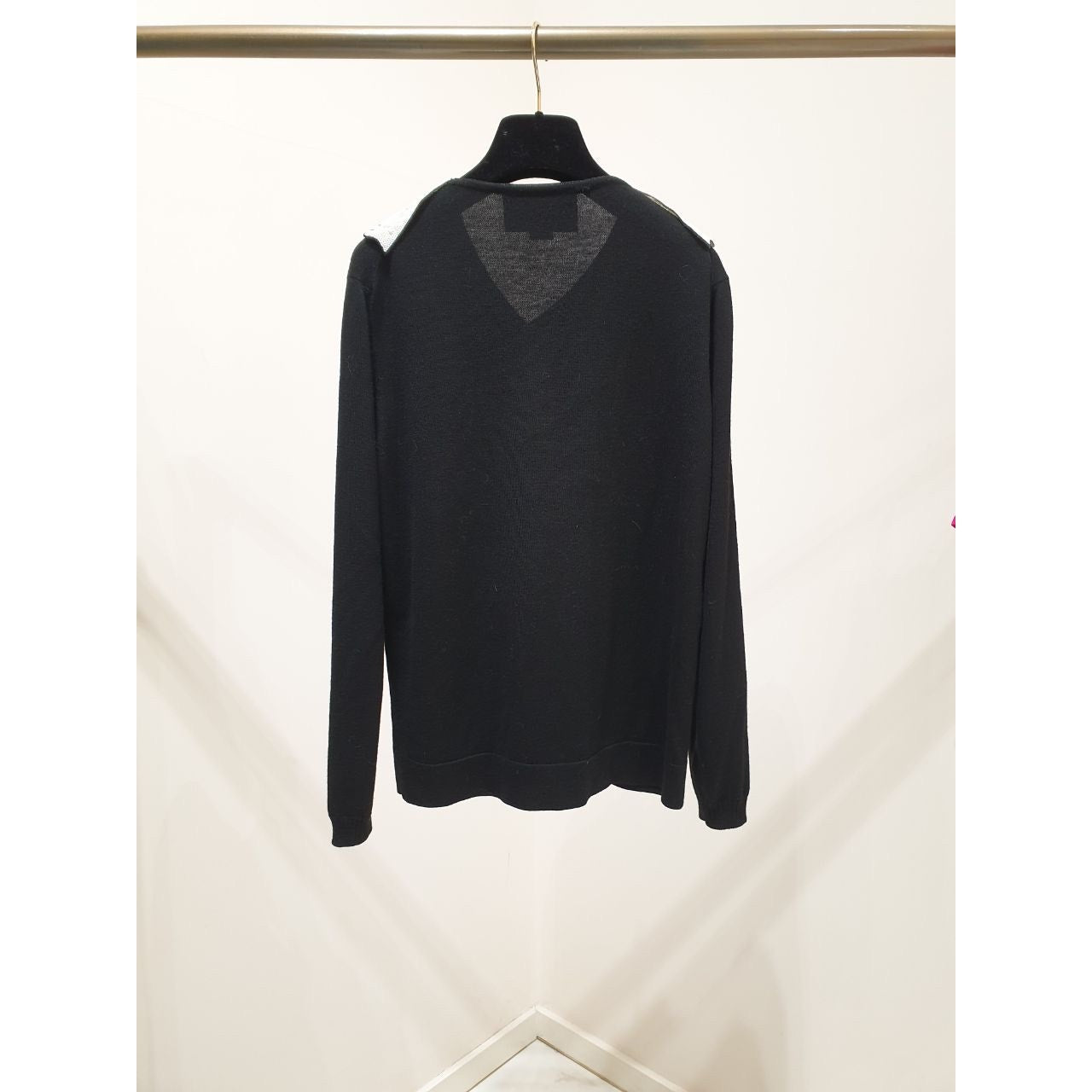 Gucci Black Merino Wool Ruffle Bow Sweater - Sz.M Pre-owned