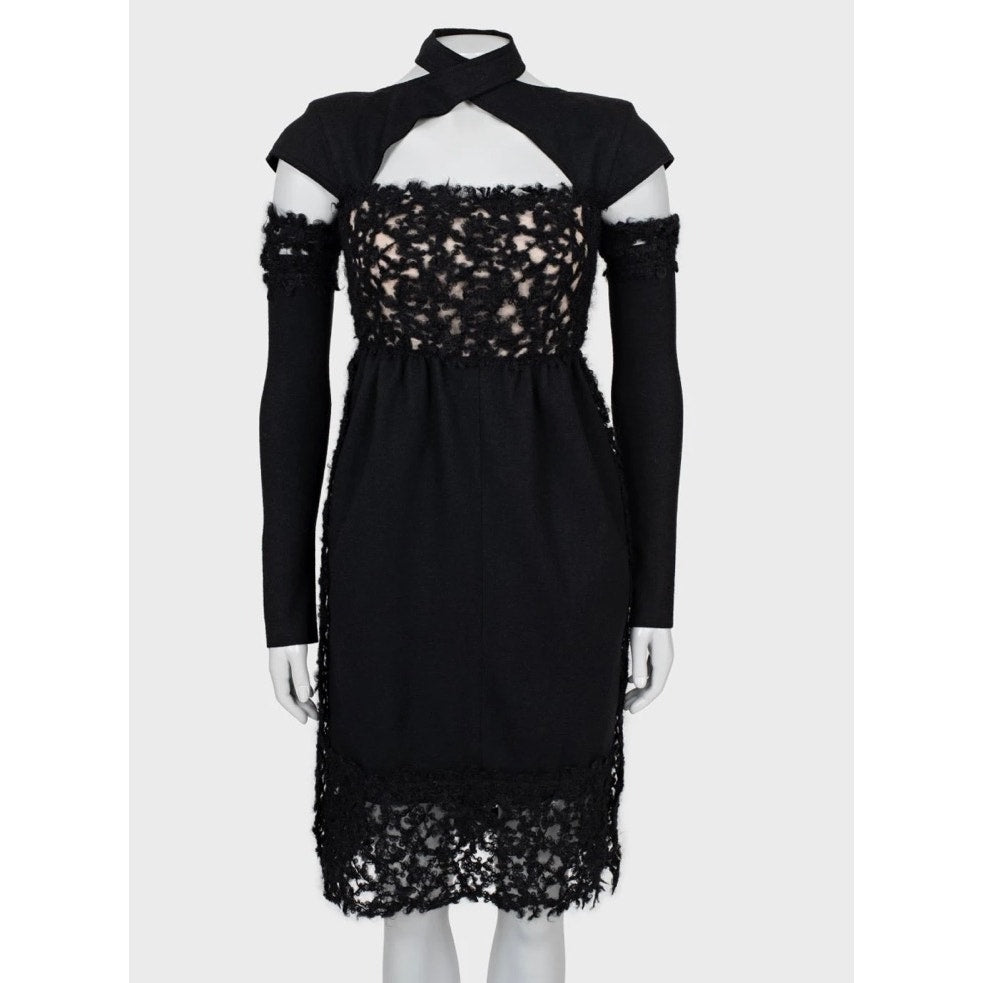 Fendi Black Wool Detachable Sleeves l Dress Sz/40/S Pre-owned