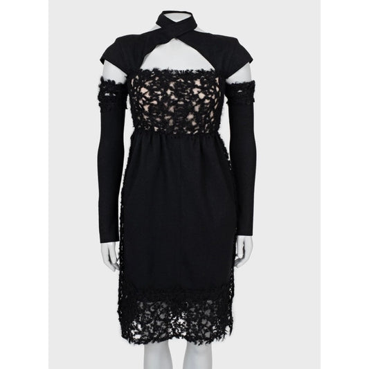 Fendi Black Wool Detachable Sleeves l Dress Sz/40/S Pre-owned
