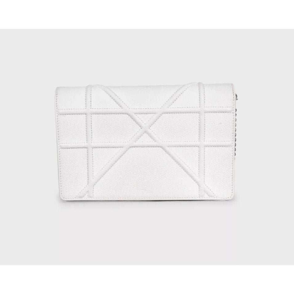 Diorama White Leather Chain Crossbody Wallet Pre-owned