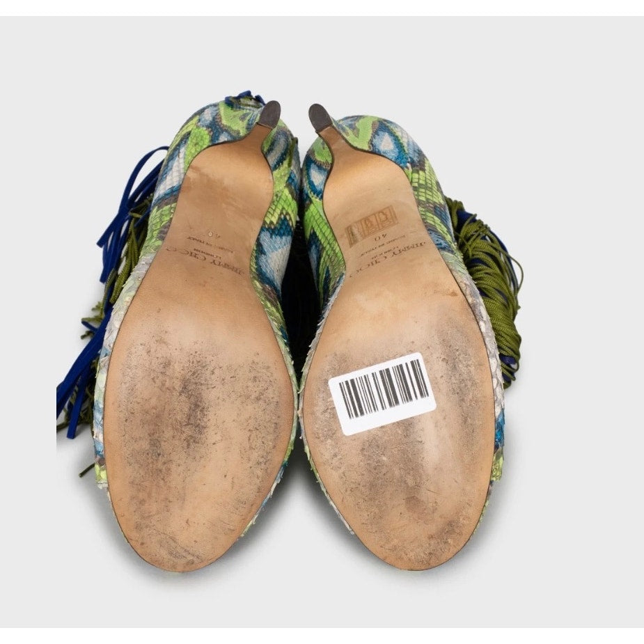 Jimmy Choo Snakeskin Fringe Ankle Boots - Size 40 Pre-owned