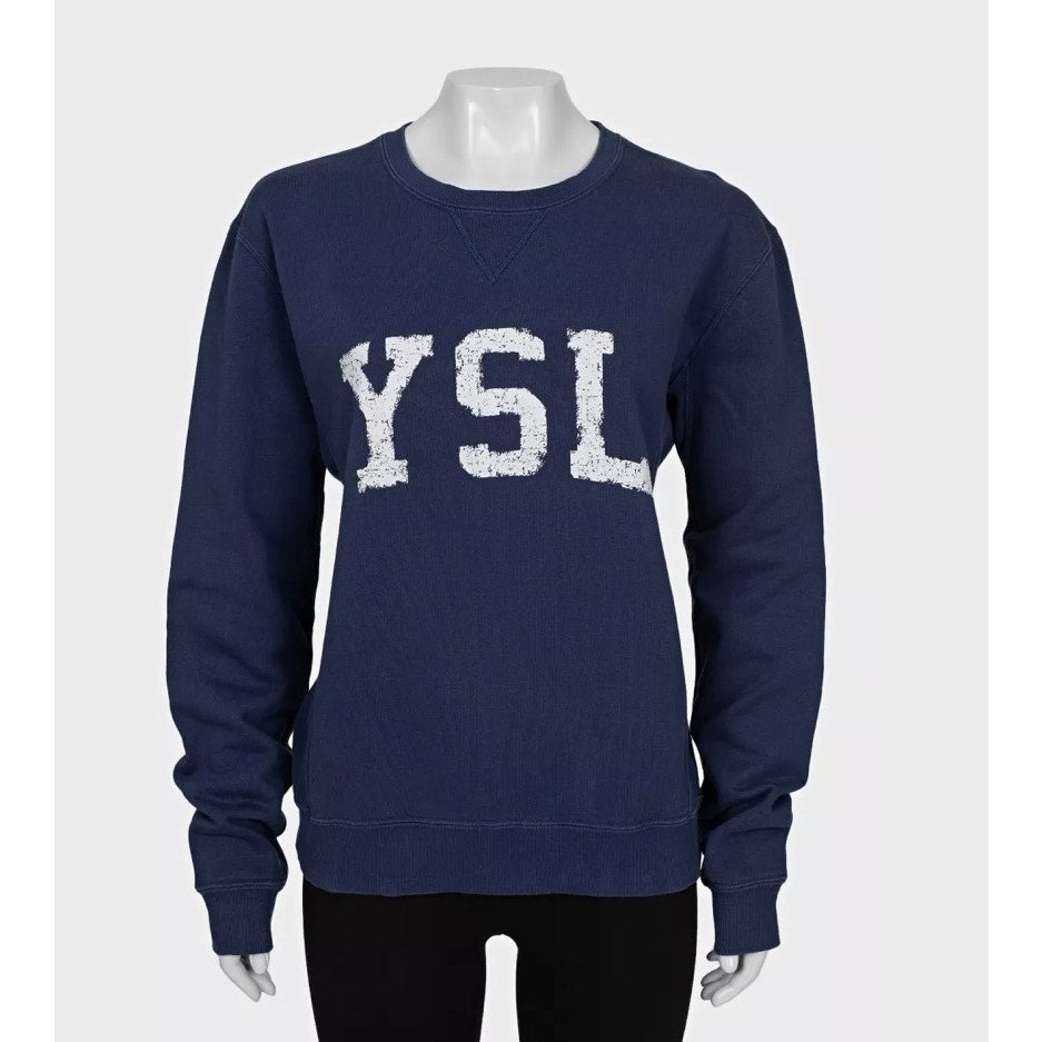 Saint Laurent Blue Logo Cotton Sweatshirt - M pre-owned