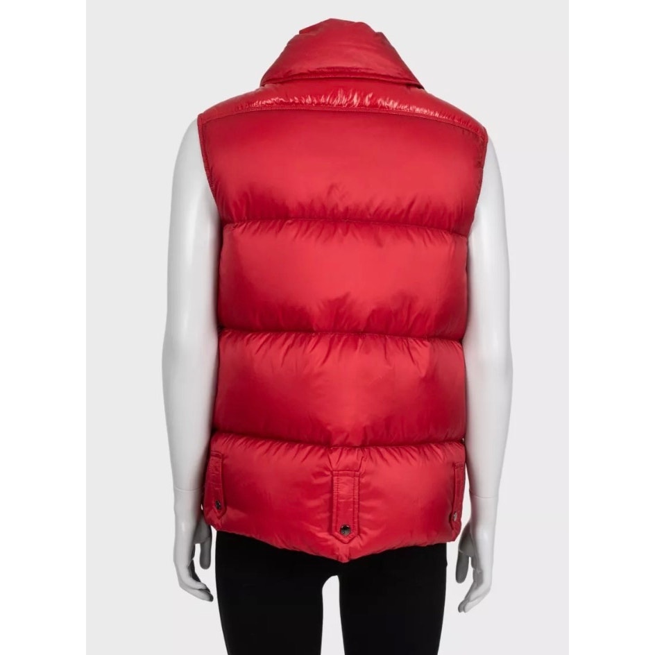 Moncler Red Quilted Down Puffer Vest Gilet - Size M Pre-owned