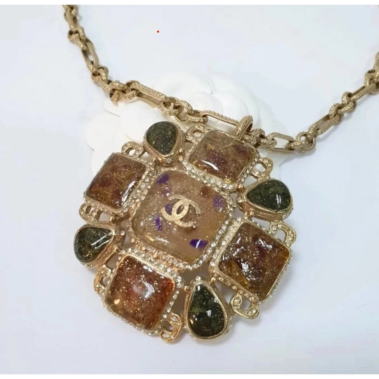 Chanel Gripoix & Strass CC Pendant Necklace Pre-Owned