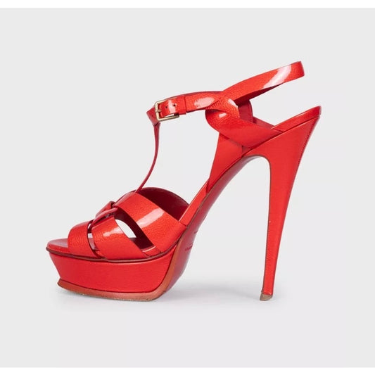 Saint Laurent Red Leather Tribute Sandals - Size 40 pre-owned