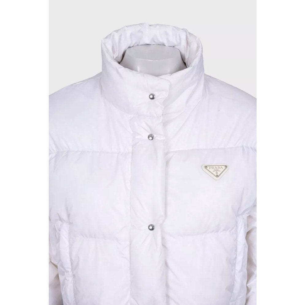 Prada Cropped Logo Down Jacket White IT 38 / XS Pre-owned
