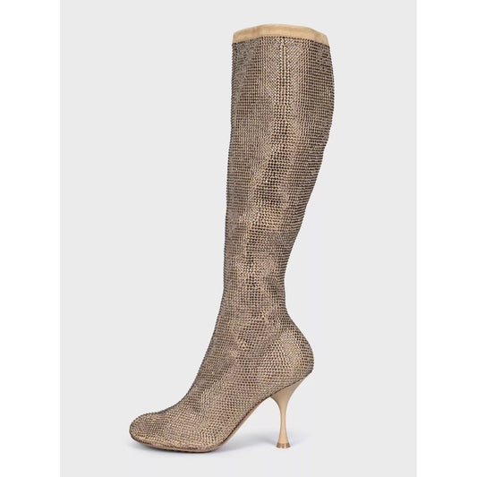 Bottega Veneta Gold Crystal-Embellished Boots Sz.37 Pre-owned