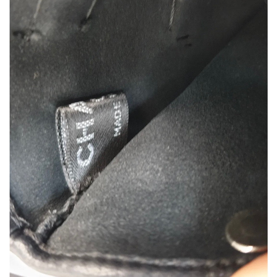 CHANEL Lambskin Black CC Logo Bow Fingerless Gloves Mittens  -7.5 Pre-owned