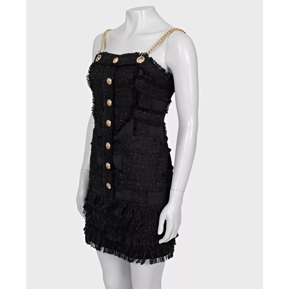 Balmain Black Gold Straps Dress  Sz.S Pre-owned
