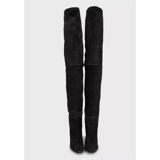 Balmain Blue Suede Over-the-Knee Boots  Sz. 38.5 Pre-owned