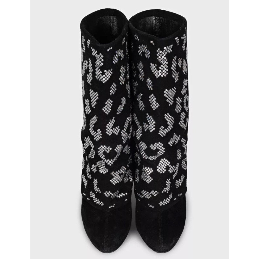 Giuseppe Zanotti x Balmain Embellished Suede Ankle Boots 39 Pre-owned