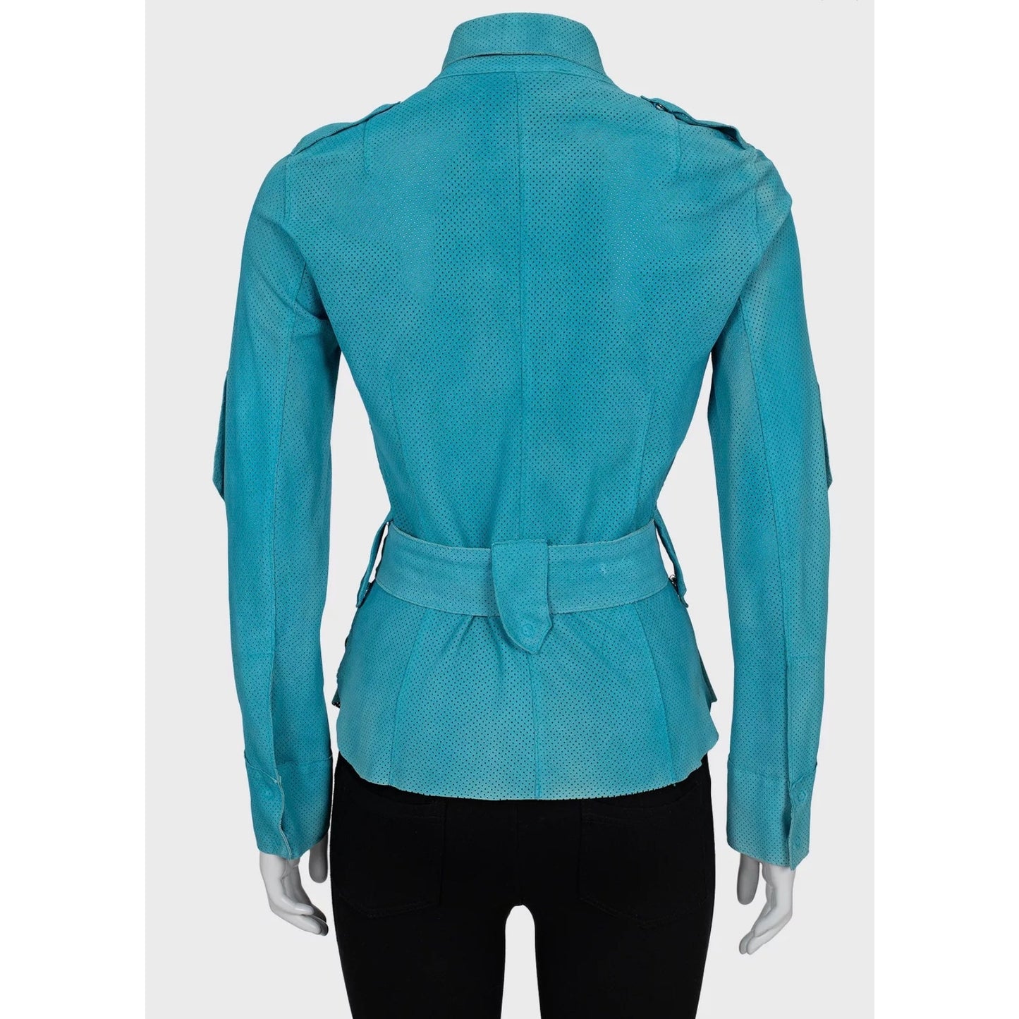 Dolce & Gabbana Perforated Leather Shirt - Light Blue, M pre-owned