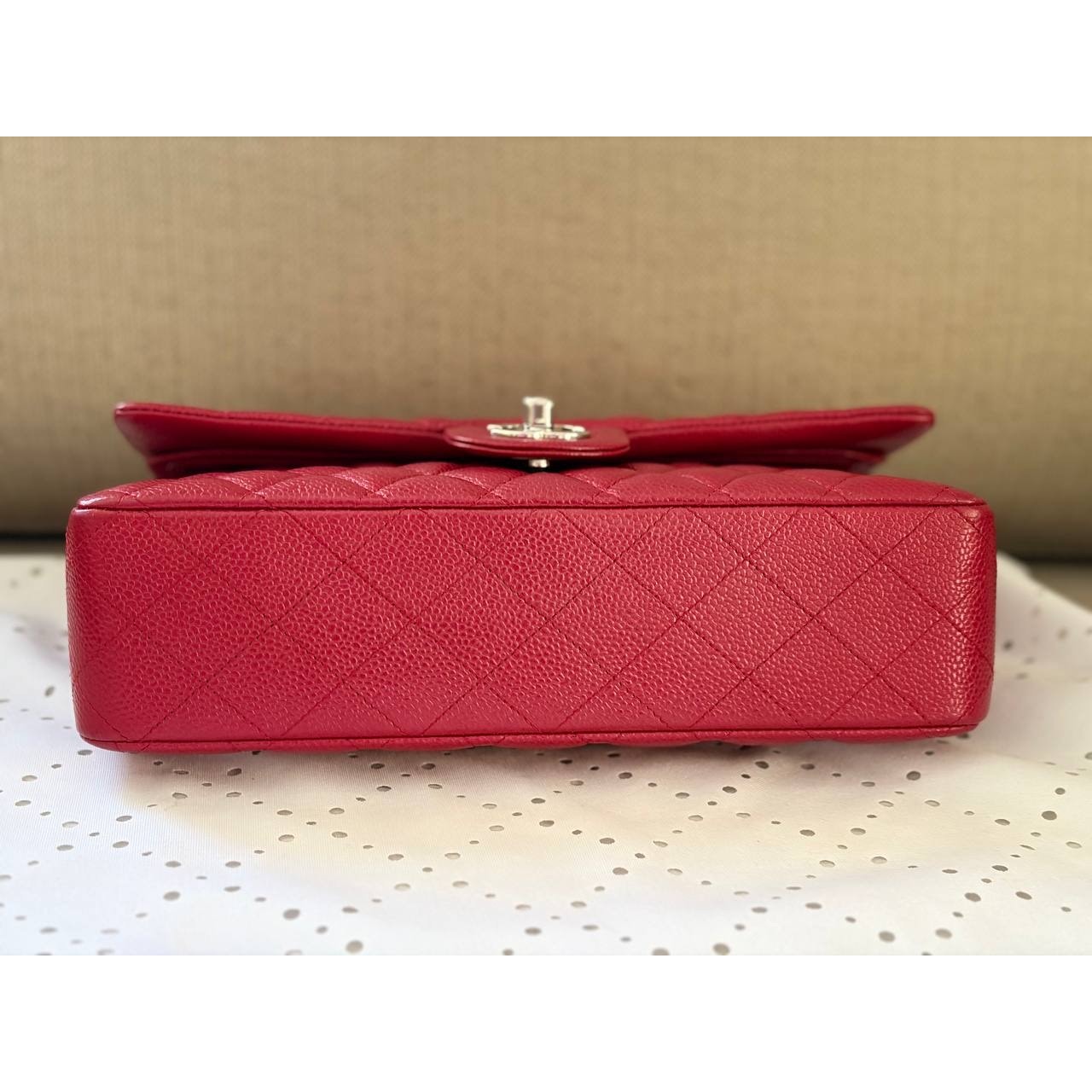 Chanel Timeless Medium 25 Red Grained Caviar Leather Flap Bag Pre-owned