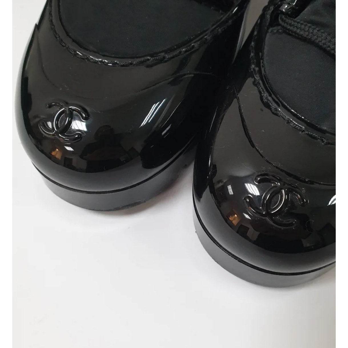 Chanel Black Rubber Nylon Ankle Boots CC Logo Size 38 Pre-owned