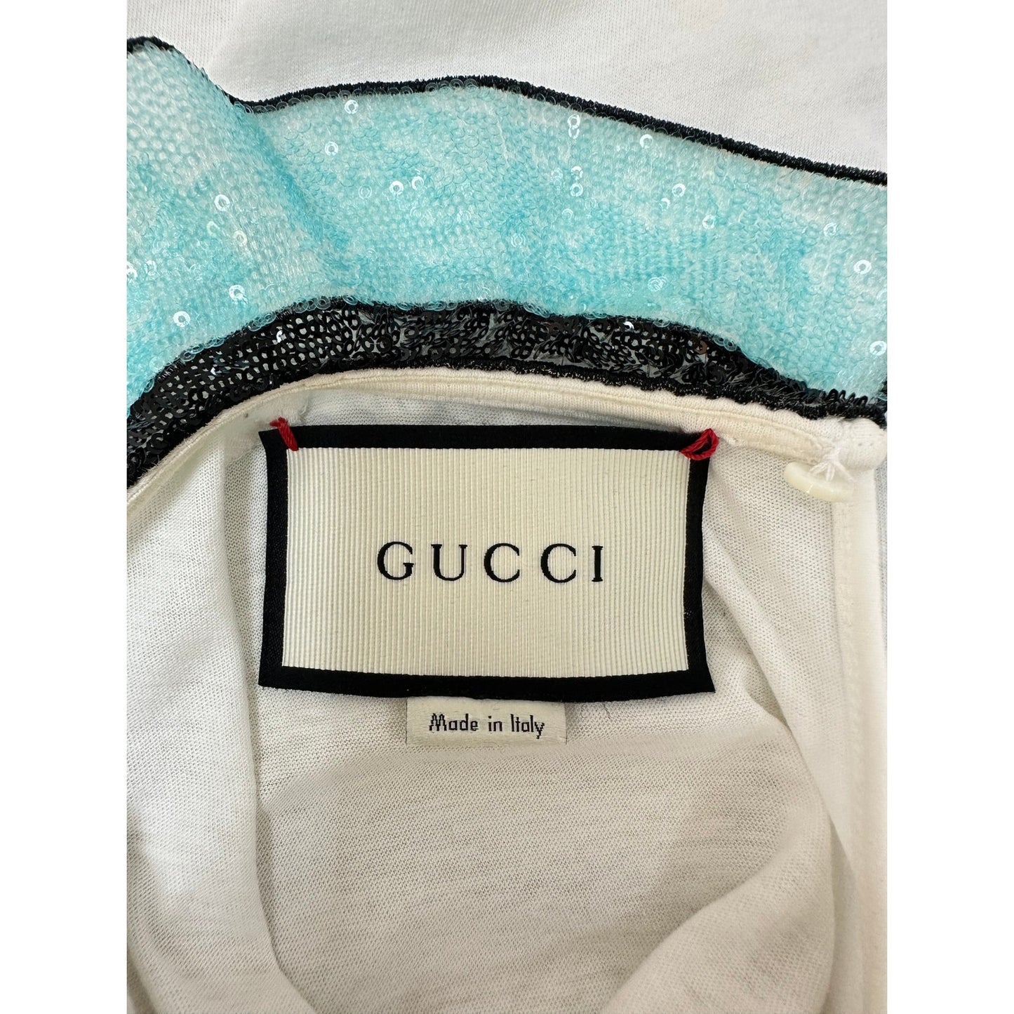 Gucci Embroidery Sequin Collar T-shirt Top Sz.M Pre-owned