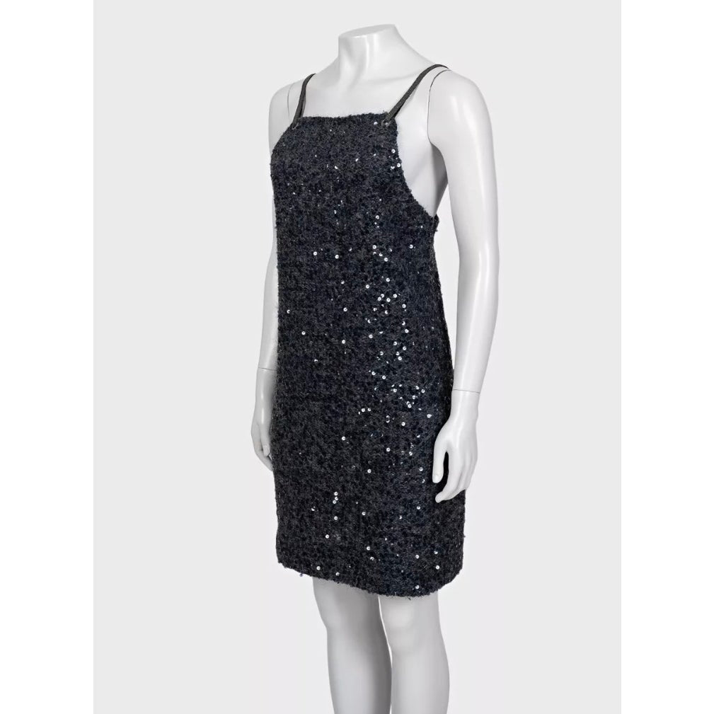 Brunello Cucinelli Grey Sequin Embellished Sleeveless Dress Sz.S pre-owned