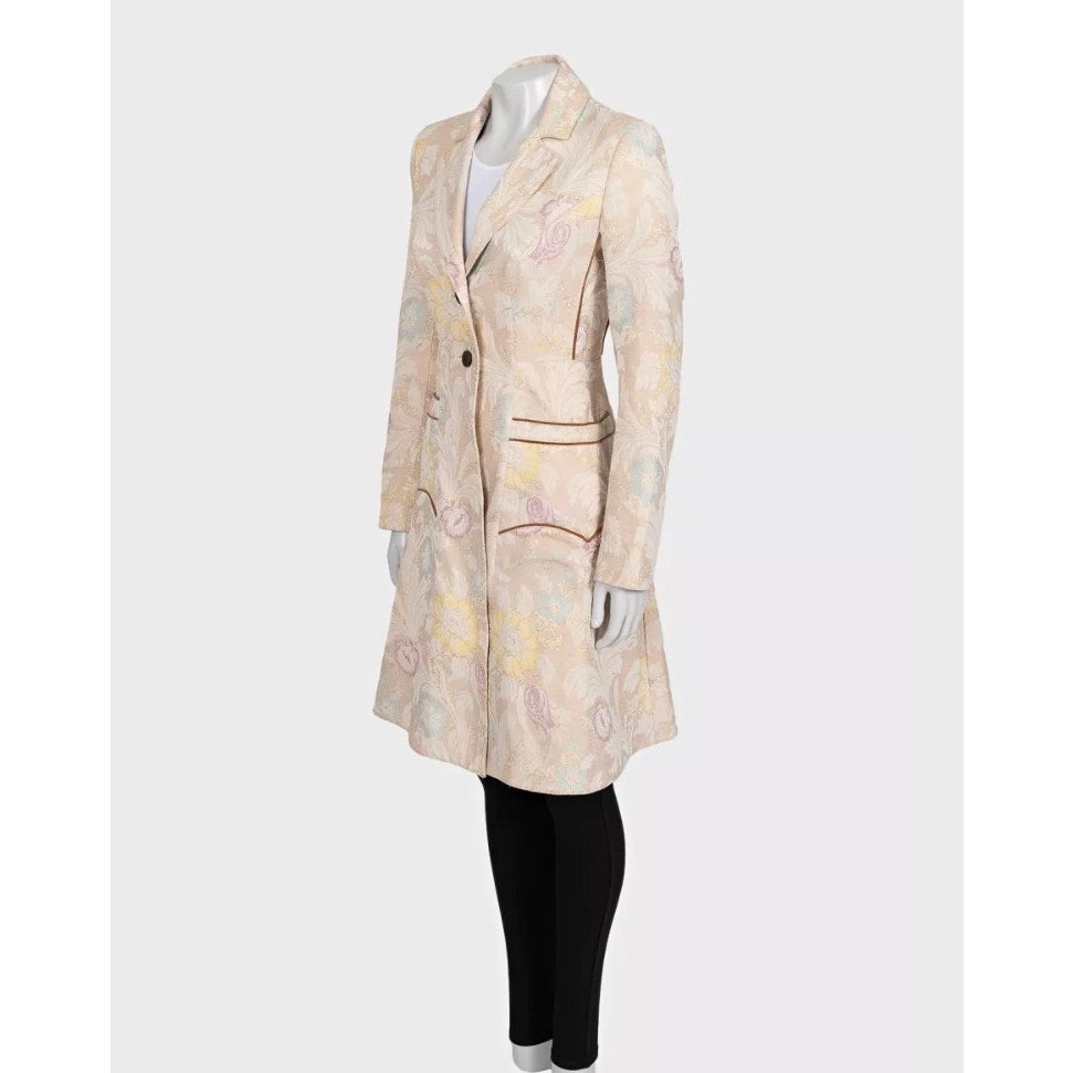 Just Cavalli Beige Floral Print Fitted Coat Sz.42/M Pre-owned