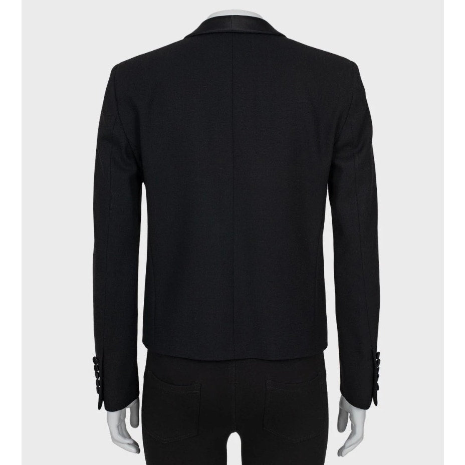 Saint Laurent Black Wool Satin Lapels Jacket Sz.40 pre-owned