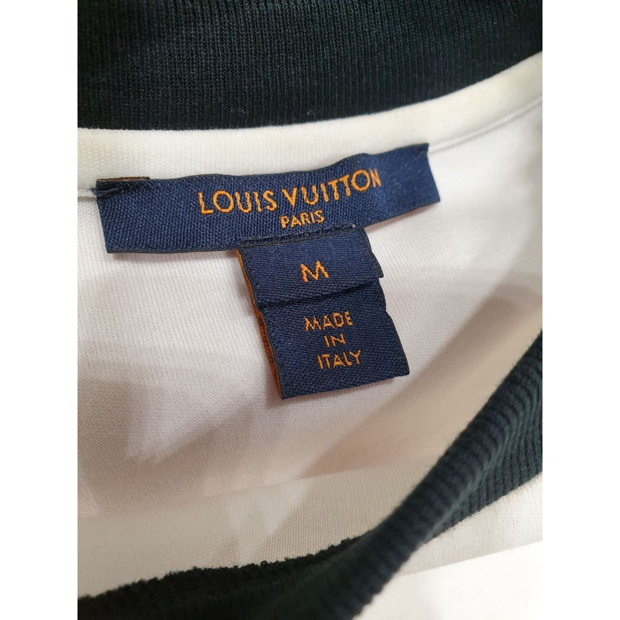 Louis Vuitton White/Blue Logo Tee - Size M Pre-owned