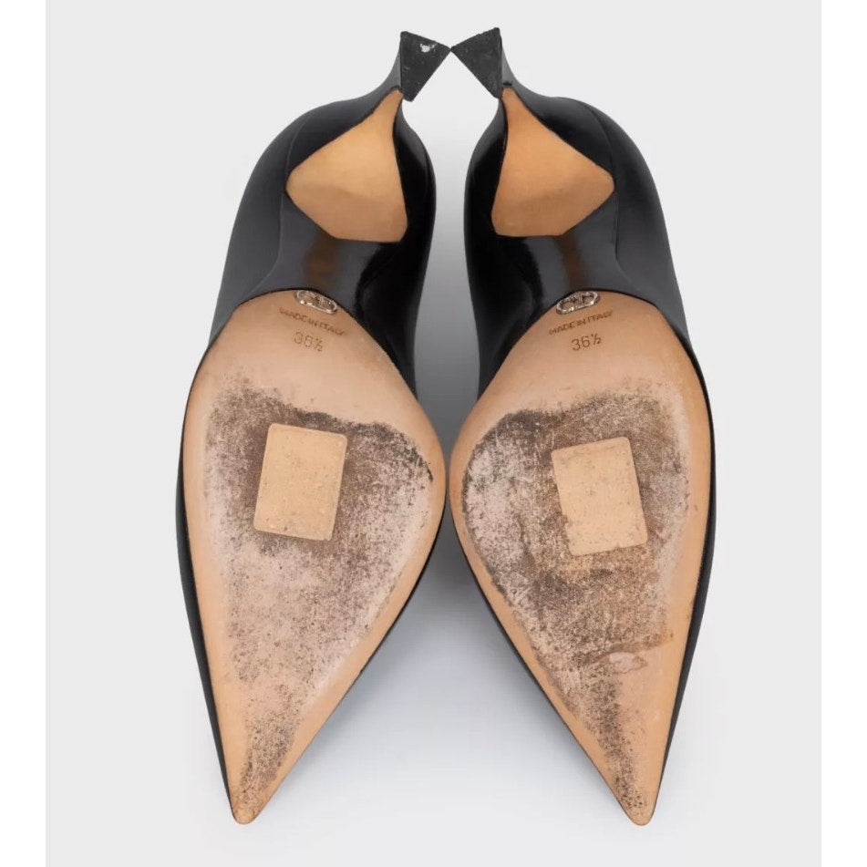 Christian Dior Black Leather Pointed Toe Pumps Sz.36.5 Pre-owned