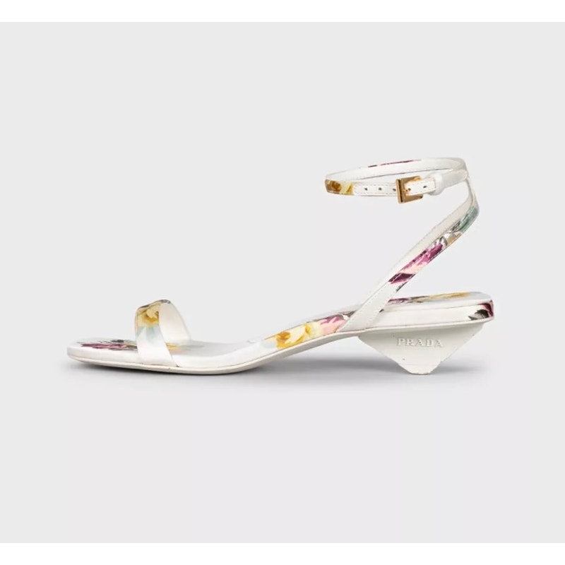 Prada White Floral Print Textile Sandals sz.36 pre-owned