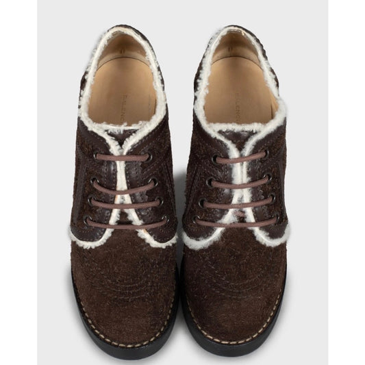 Balenciaga Brown Suede Striped Heels Ankle Boots Sz.35 pre-owned