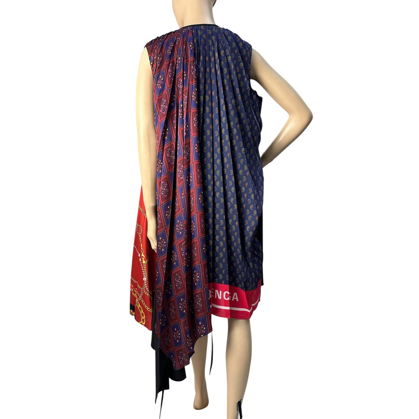 BALENCIAGA Floral & Logo Print Scarf Dress In Multicolor Pre-owned