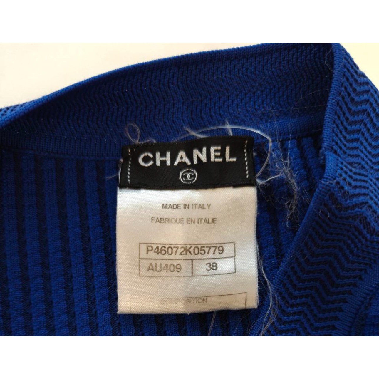 Chanel Blue Textured Straight-Cut Dress Sz.38 pre-owned