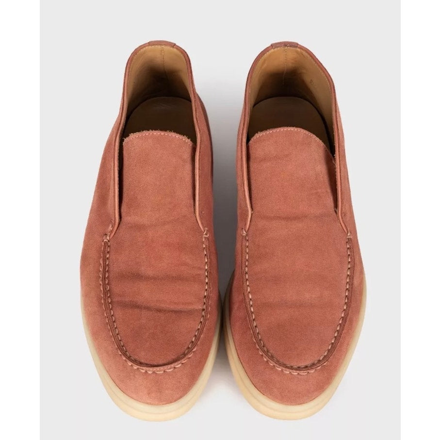 Loro Piana Brown Suede Leather Loafers Slip On Shoes Size 38 Pre-owned