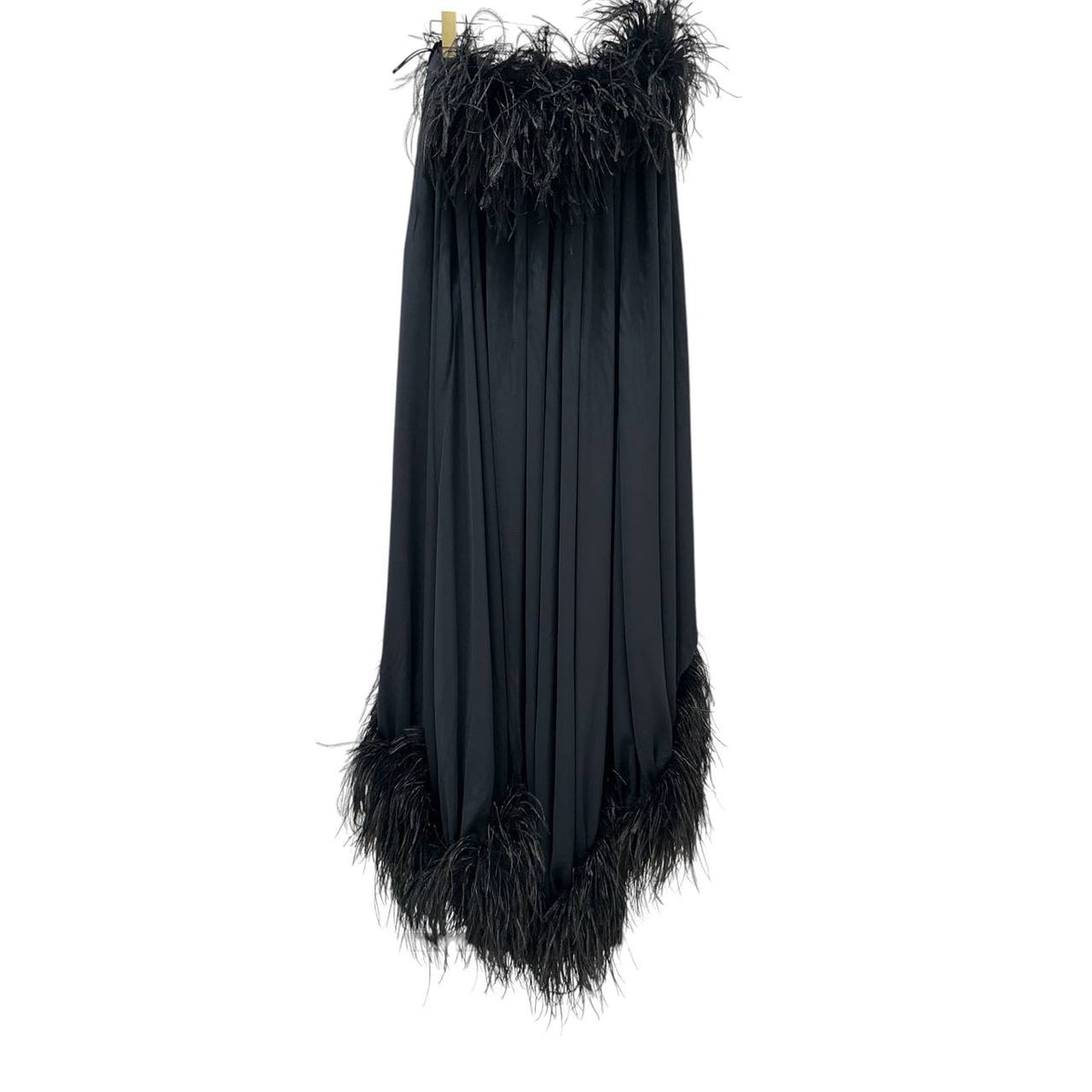 Saint Laurent Paris Bustier Black Silk Feather-Trimmed Dress Sz.38 Pre-owned