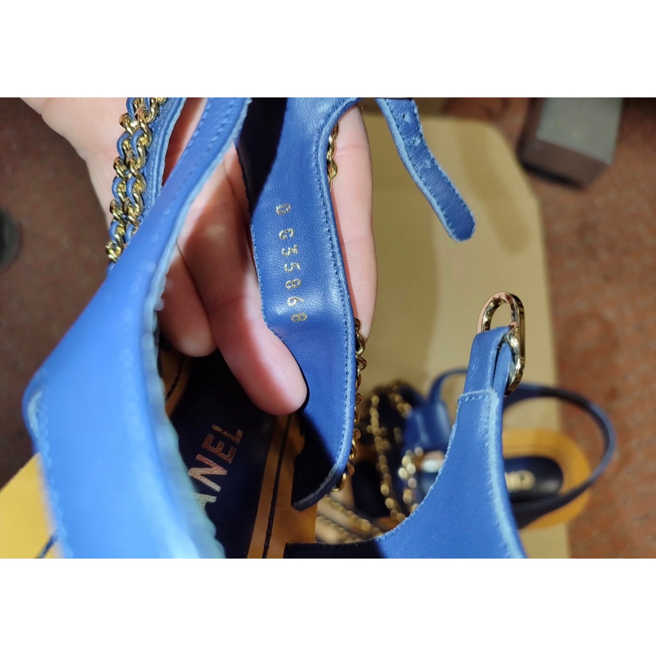 Chanel Blue Leather Chain Sandals - Size 40 Pre-owned