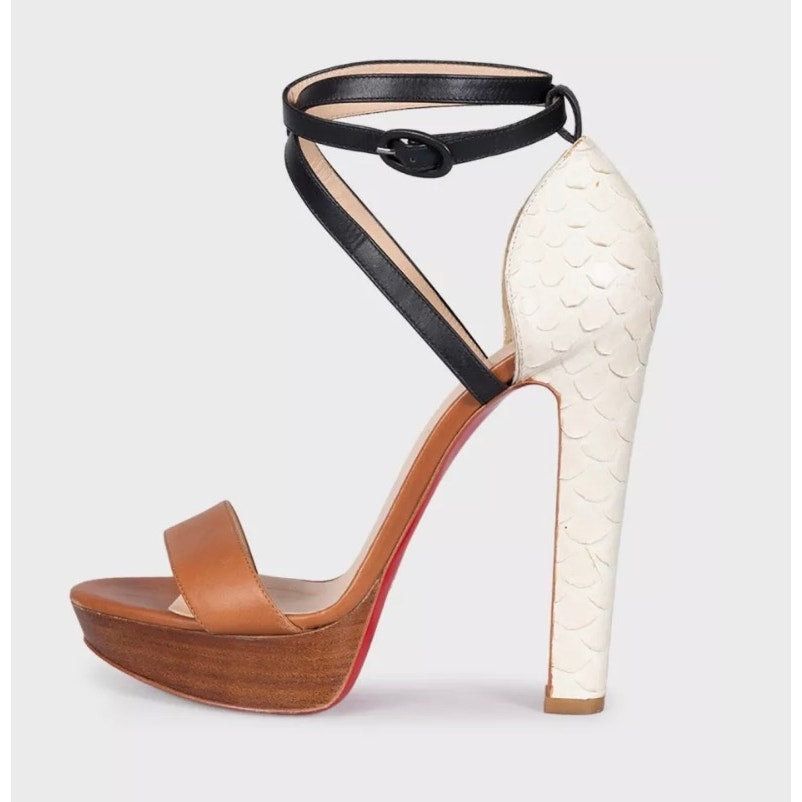 Christian Louboutin  Leather High-Heel Sandals 38.5 EU Pre-owned