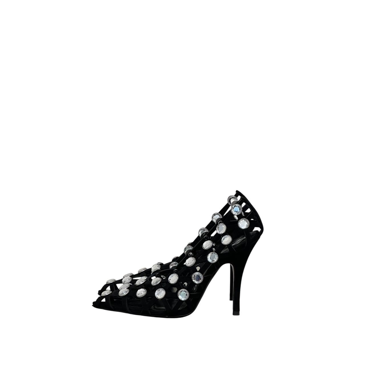 NWOB The Attico 'Grid' Pump Black Silver Heels Sz.38.5 pre-owned