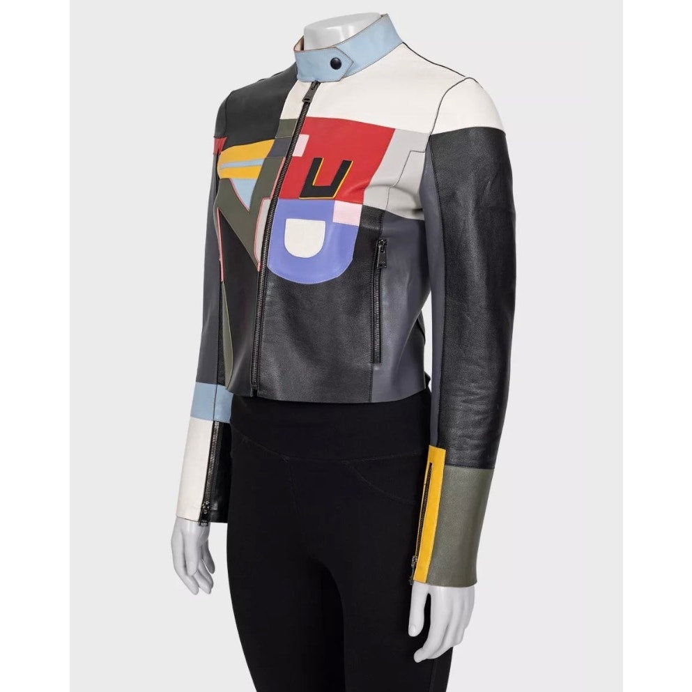 Fendi Multicolor Leather Cropped Jacket - Size 40 Pre-owned