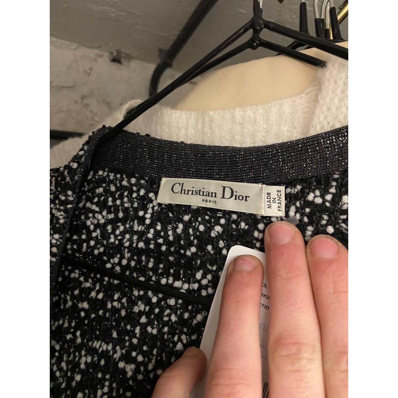 Elegant Christian Dior Black & White Button Cardigan Sz.38 Pre=owned