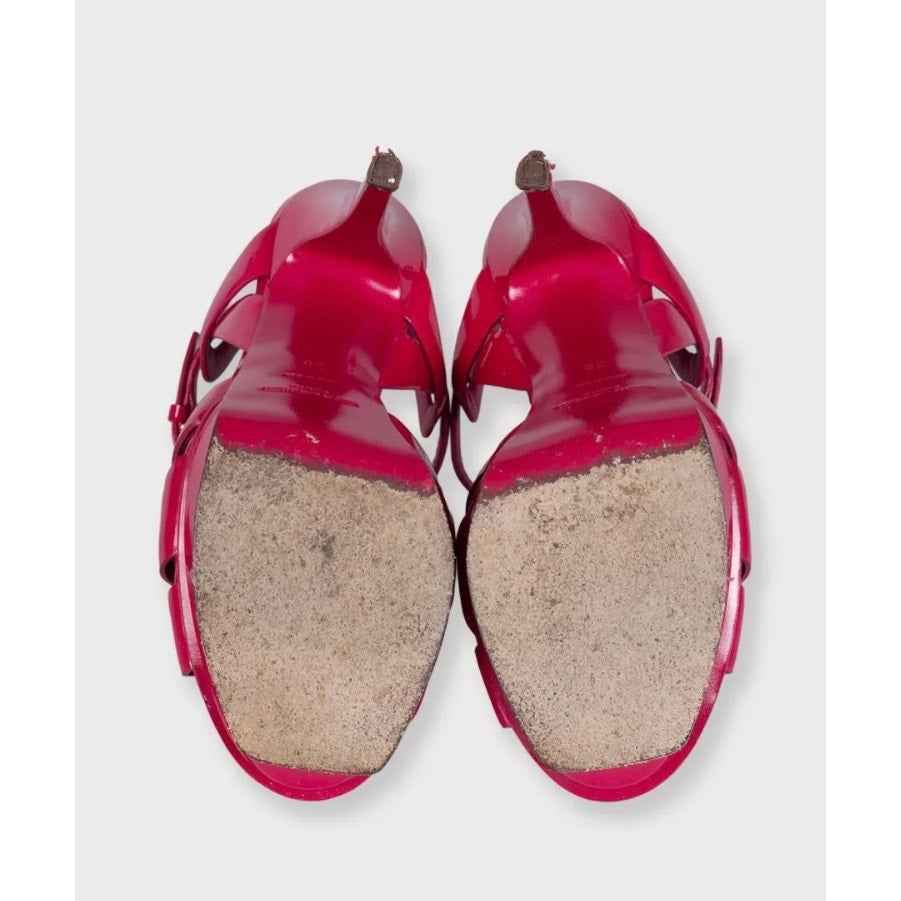 Saint Laurent Tribute Pink Patent Leather Sandals – Size 35 Pre-owned