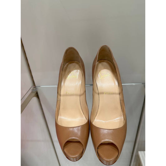 Christian Louboutin Very Prive Brown Leather Heels Sz.38.5 pre-owned