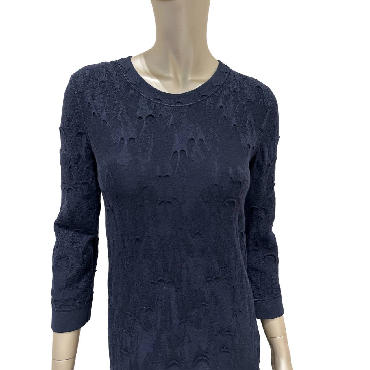 CHANEL Dark Blue Wool Dress Sz.38 pre-owned
