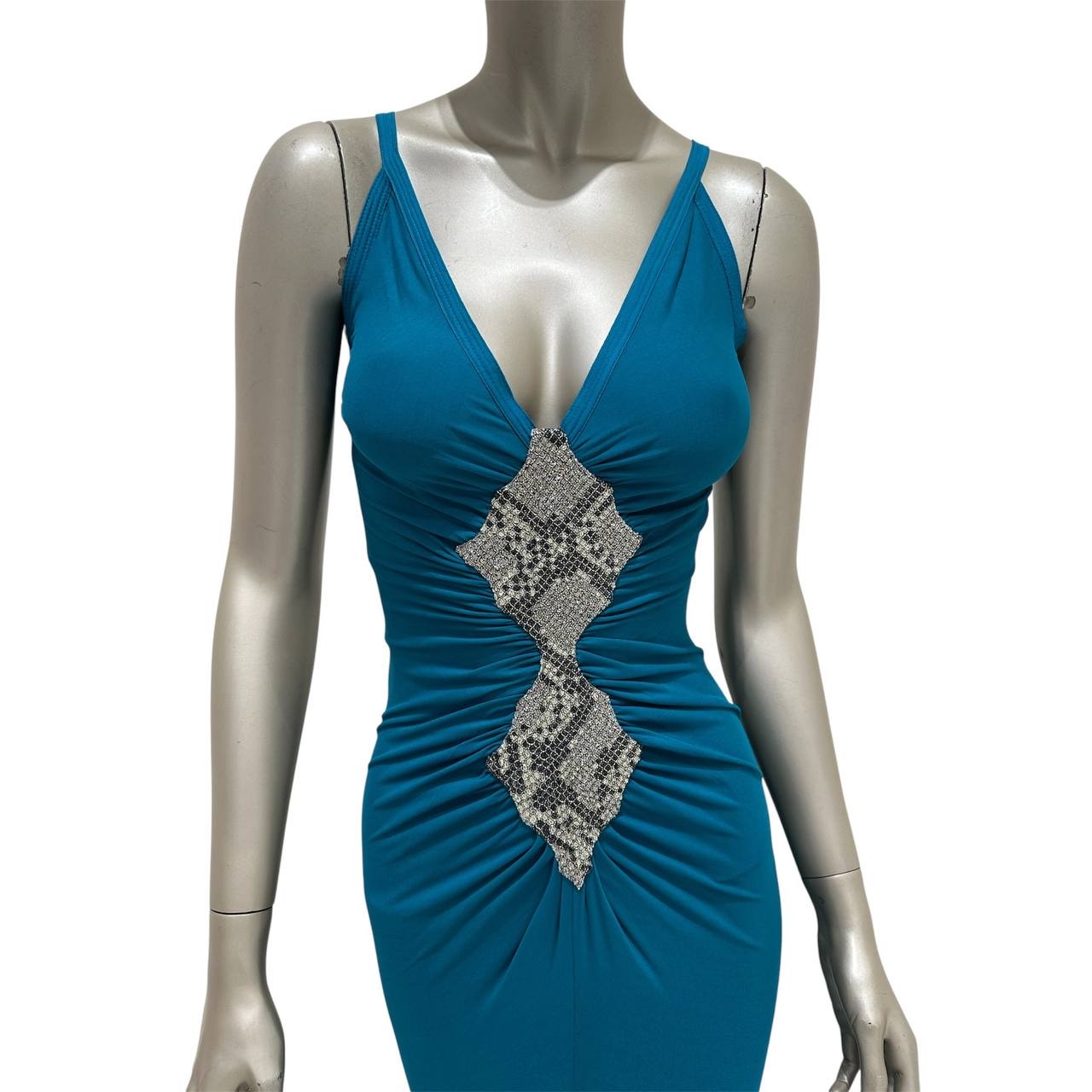 Roberto Cavalli Green Silk Maxi Dress Size 40 Pre-owned