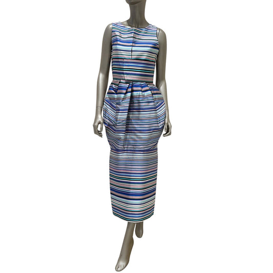 Christian Dior Raf Simons 2014 Striped Silk Dress 38 Pre-owned