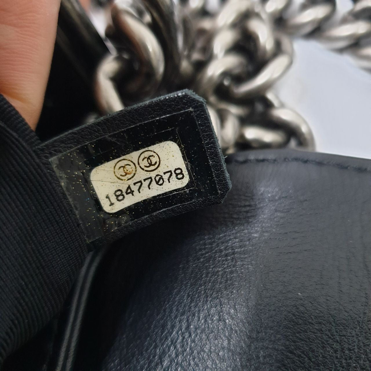 CHANEL Black Lambskin Leather Multi Chains Boy Bag pre-owned