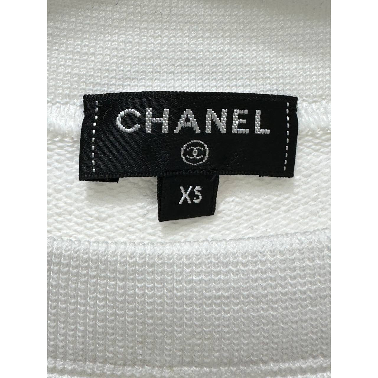 Chanel Iconic CC Logo White T-Shirt Top - Size XS pre-owned