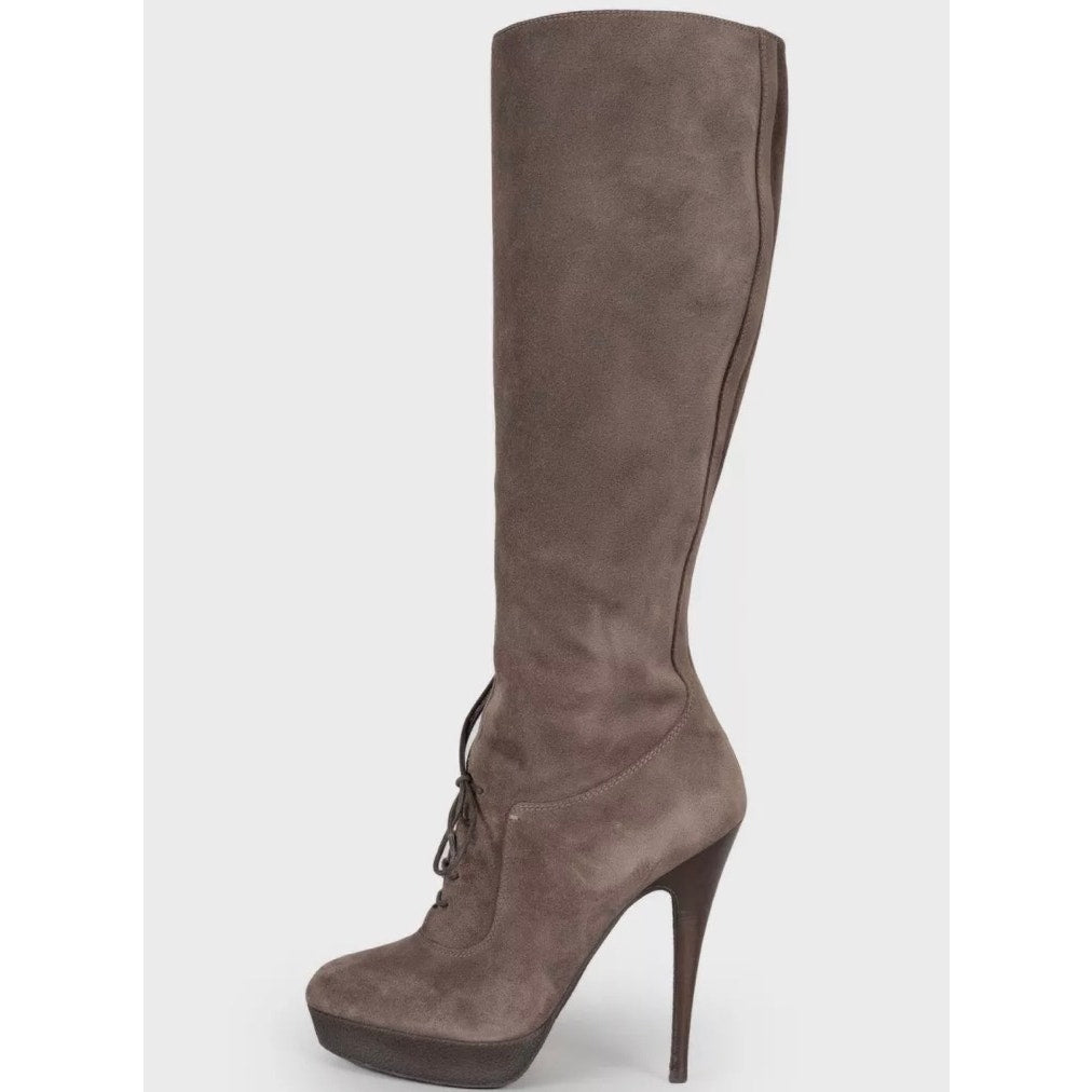 Saint Laurent Graphite Suede Boots - Size 37.5 Pre-owned