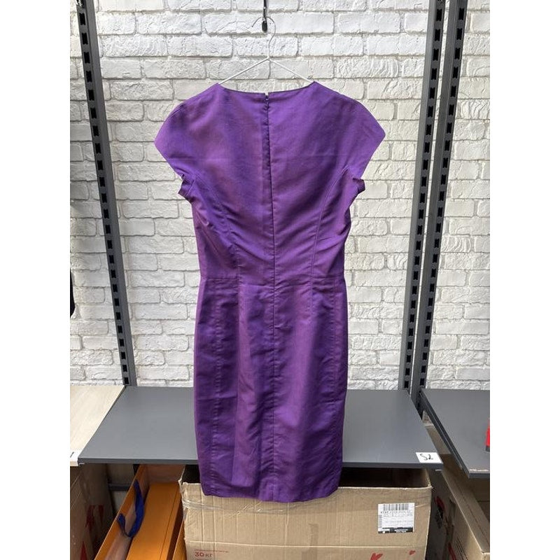 NWT Vintage YSL Purple Cotton Silk Fitted Dress  FR 38 M Pre-owned