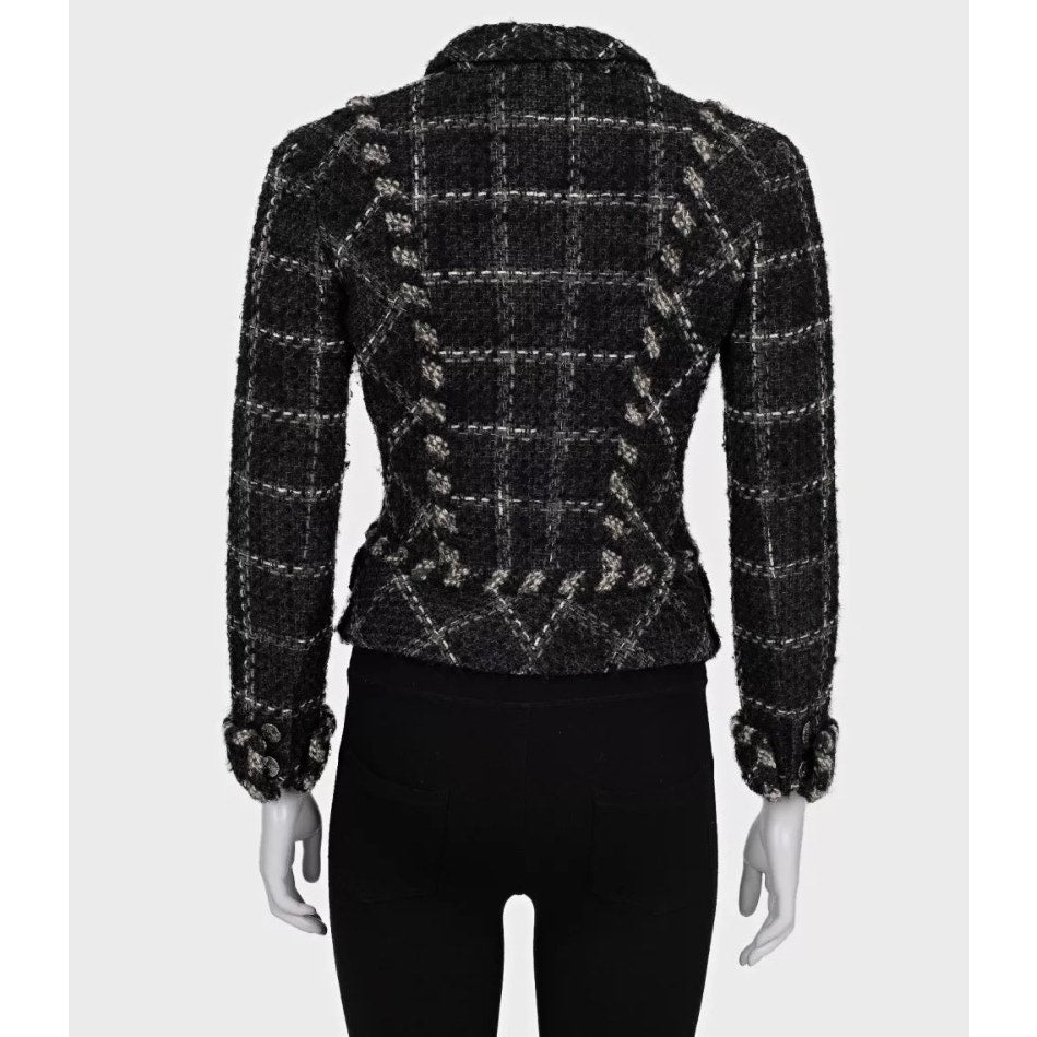 Chanel Vintage Black Tweed Fitted Jacket, Sz 38/M Pre-owned
