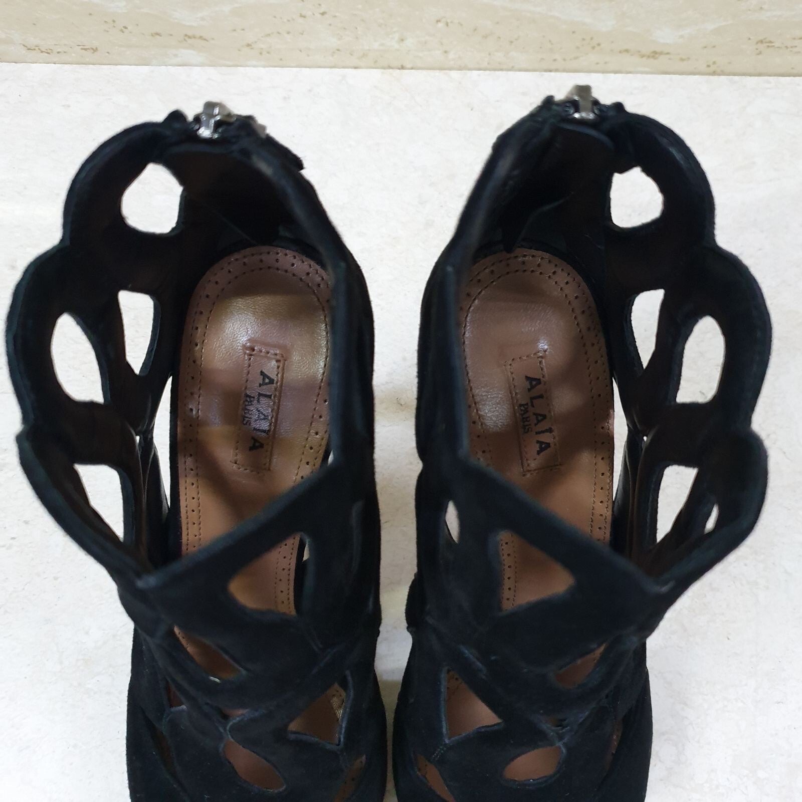 Alaia Black Suede Sandals Heels Sz.38.5