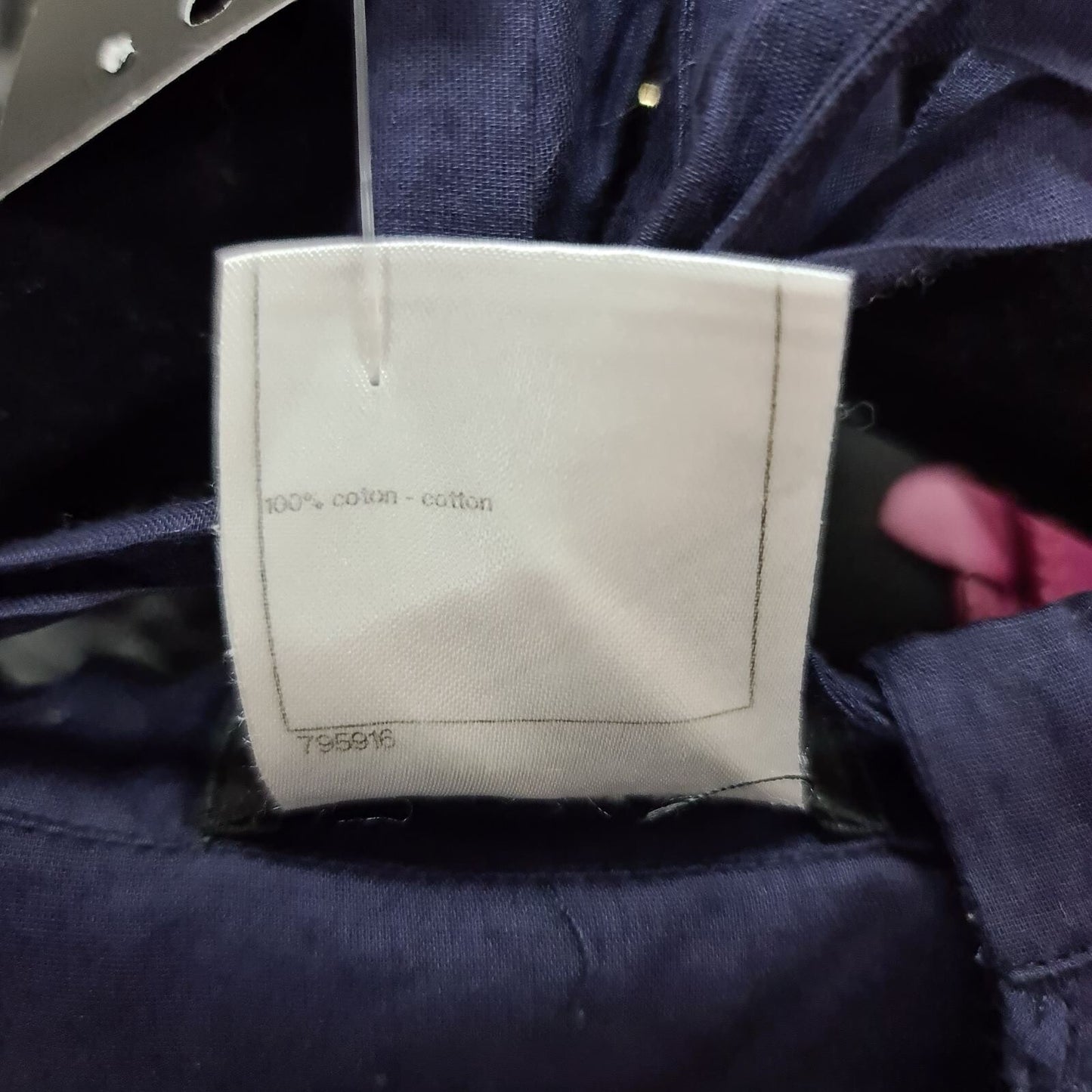 CHANEL Navy Blue Cotton Waist 2 Cc Logo Buttons Blouse Top Sz.36