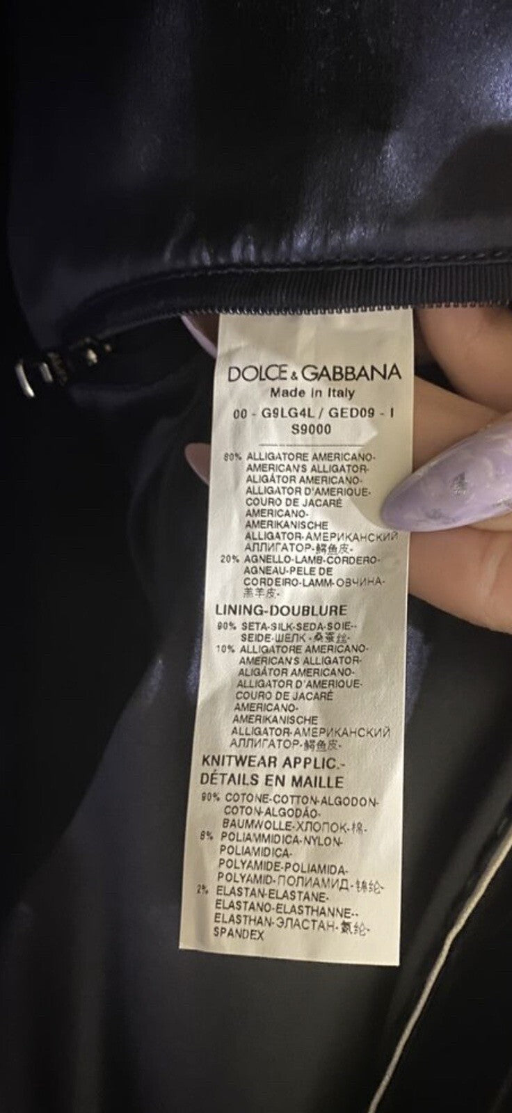 Dolce and Gabbana Navy Crocodile Bomber Jacket Sz.48-50